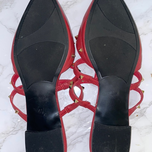 Red studded flats - Picture 2 of 4